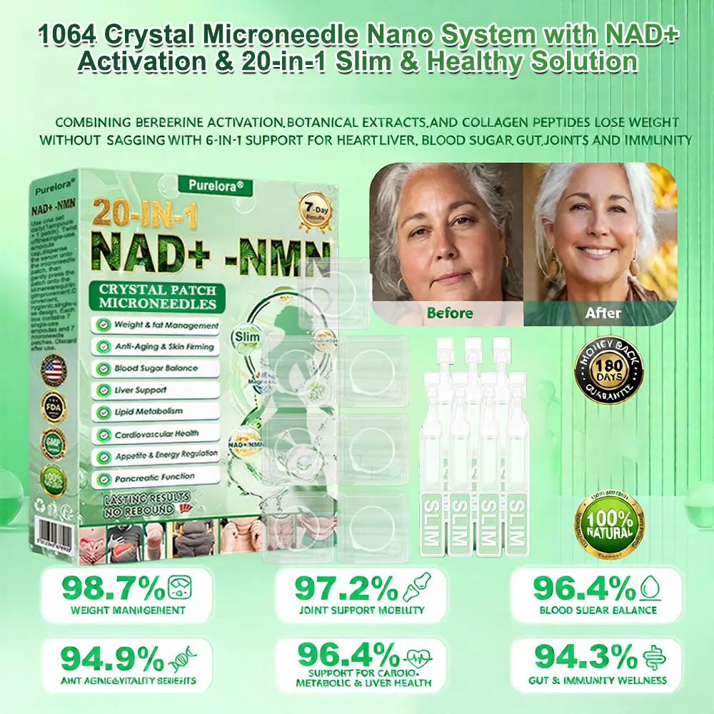 Purelora® Crystal Microneedle Nano System with NAD⁺ Activation & 20-in-1 Slim & Healthy Pacth Solution