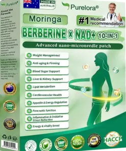 Purelora® Moringa · Berberine × NAD⁺ 10-in-1 Nano Microneedle Patch