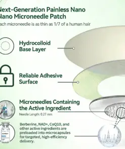 Purelora® Moringa · Berberine × NAD⁺ 10-in-1 Nano Microneedle Patch
