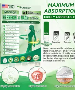 Purelora® Moringa Berberine × NAD⁺ 10-in-1 Nano Microneedle Patch