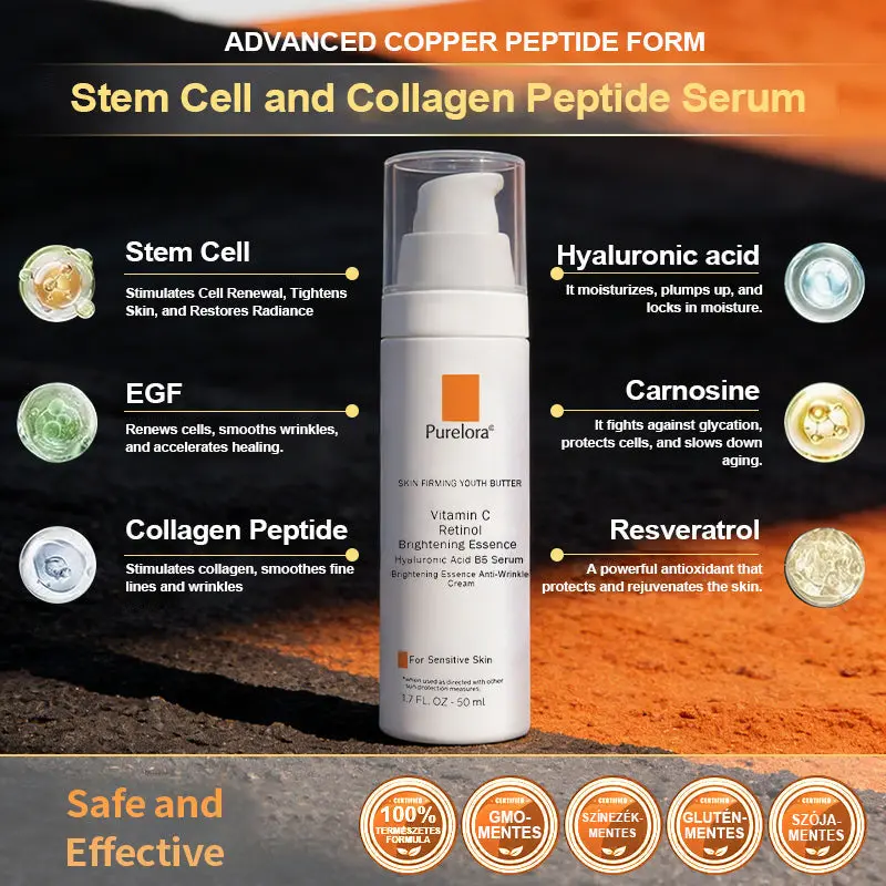 Purelora® Stem Cell Extract EGF and Copper Peptide Revitalizing Essence Cream (deeply activates the skins internal regeneration, making the skin firmer and smoother)