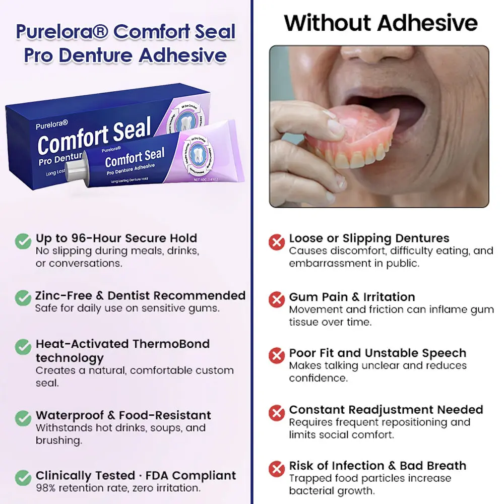 Purelora® Comfort Seal Pro Denture Adhesive